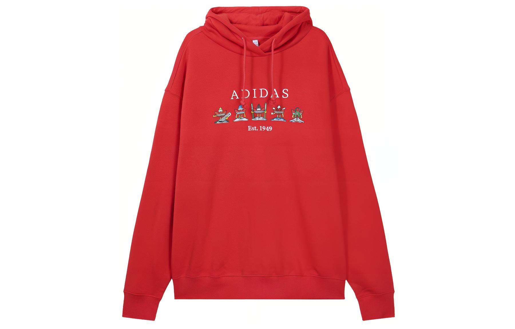 Adidas Originals Sweatshirts Unisex Red Hooded Moderate HK7446 XS