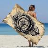 1pc Bohemian Nautical Compass & Rope Print Beach Towel - Super Soft, Fast-Drying Polyester Microfiber Mat for Yoga & Relaxation