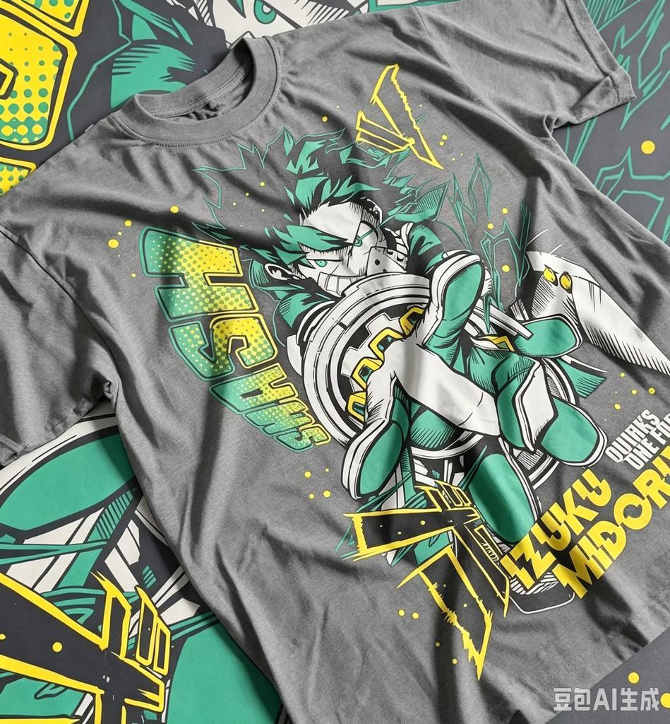 My Hero Academia Izuku Midoriya Smash Tshirt Bold Comic Front Print Black Cotton Unisex Tee Anime Tops for Kids Adults