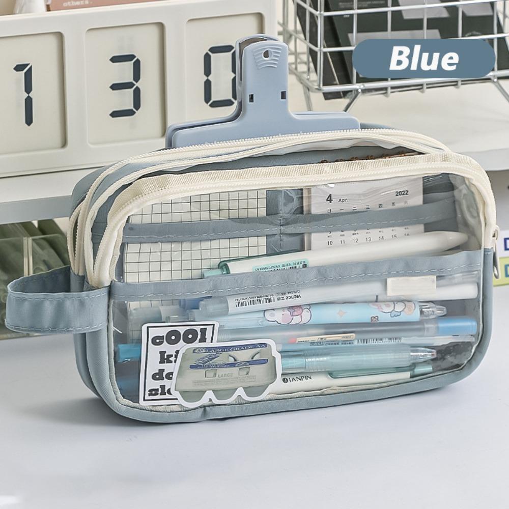 Transparent Pen Bag PVC Stationery Bag Multifunctional Pencil Case  Gift