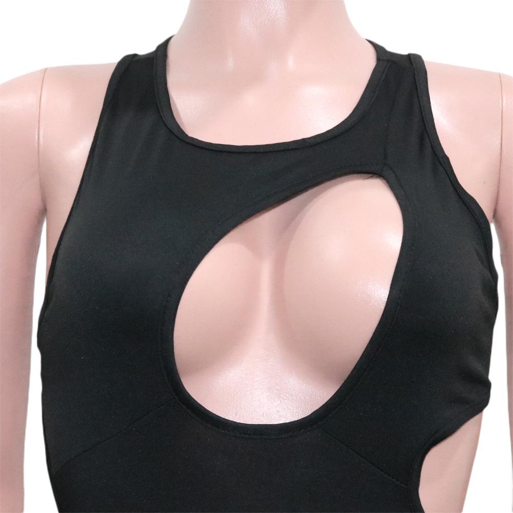 Backless Sleeveless Mid-Length Sexy Hollow Out Dress for Women 