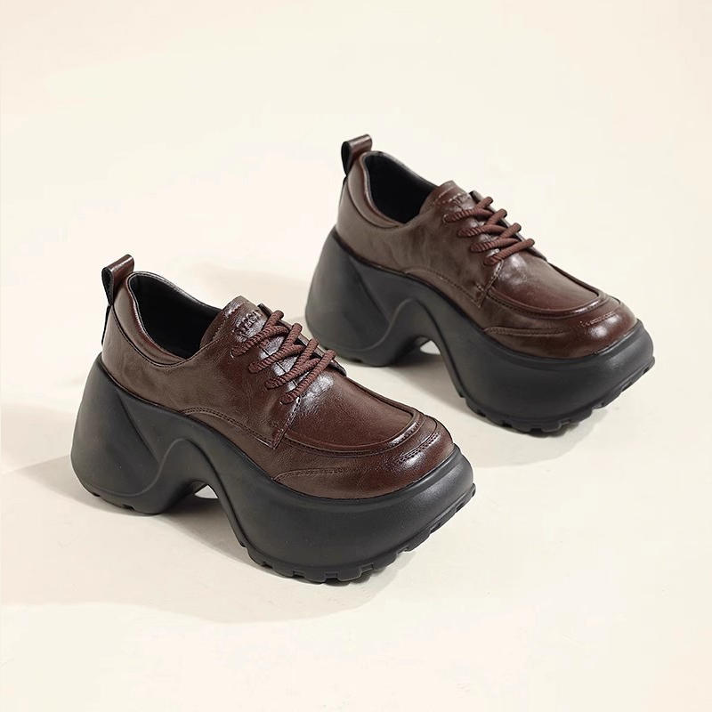 Spring and Autumn New British Style JK Small Leather Shoes Women Small Thick-soled Casual Muffin Women