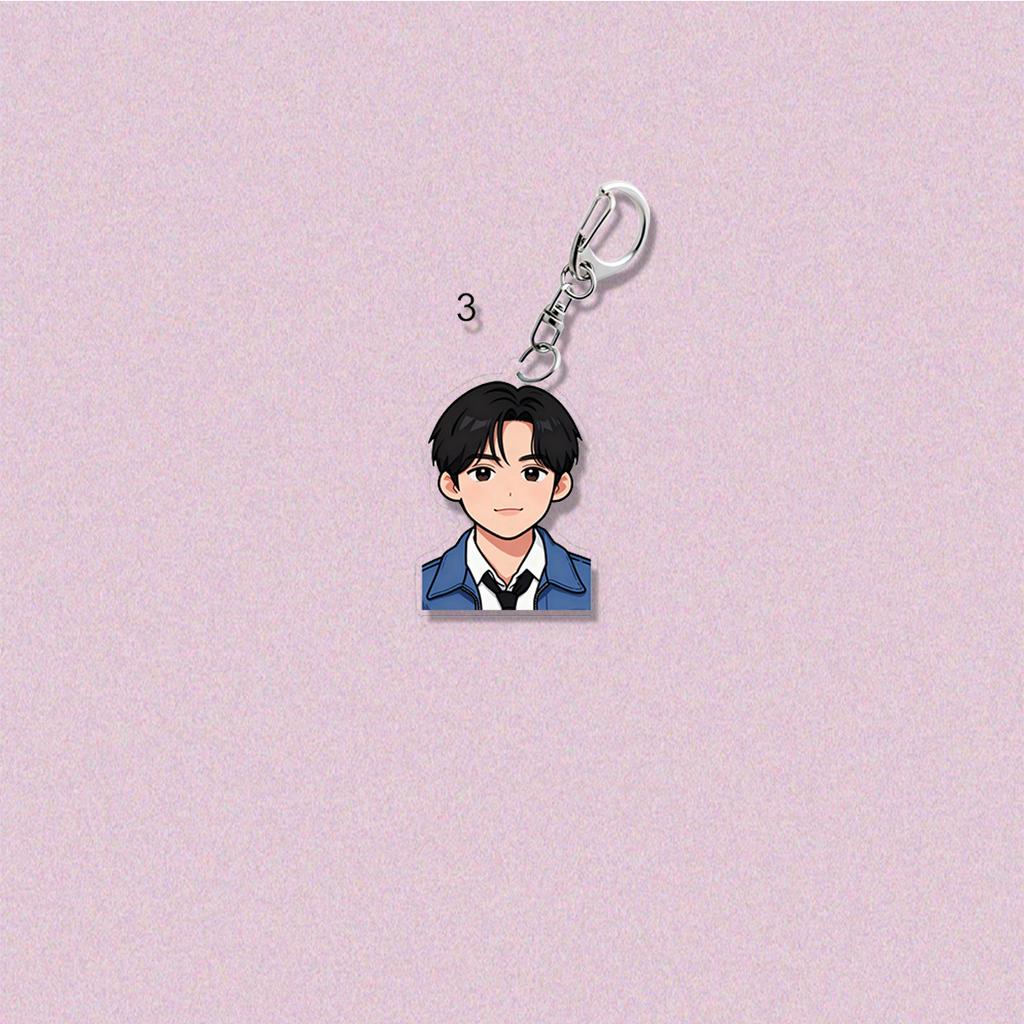 Stray Kids Cute Cartoon Member Acrylic Keychain, Kpop Idol Cartoon Bust Bag Charm Pendant, STAY Fans Collectible Accessory