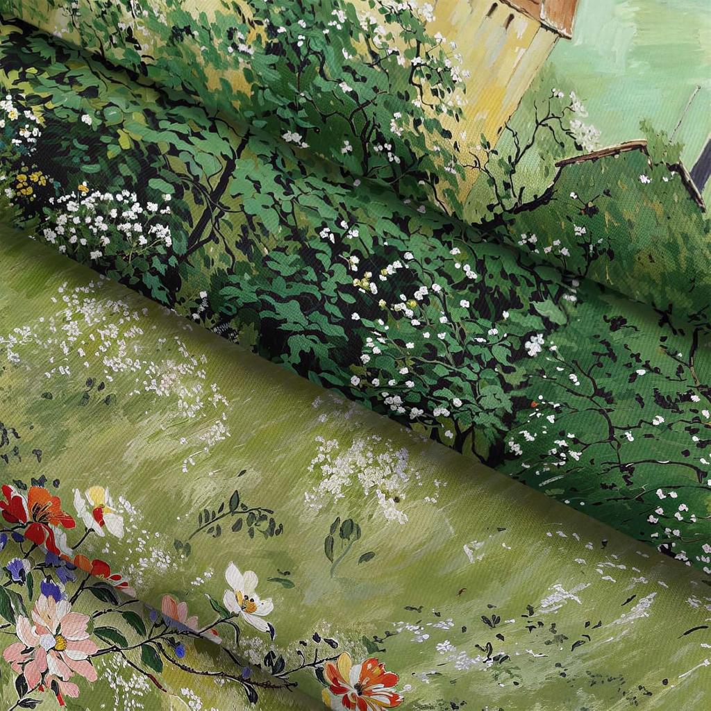 Monet Tapestry Impressionist Art Landscape Tapestry for Bedroom Vintage Green Floral Garden Tapestries Wall Hanging for Living