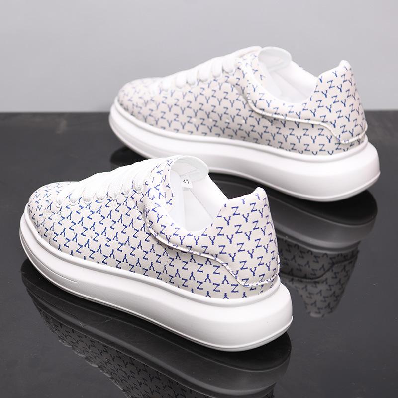 

Весенние McQueen белые модные кроссовки повседневные беговые спортивные увеличивающие папины туфли парные кеды KY22 36