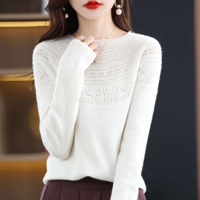 2023 Autumn Women's Pure Wool Round Neck Knit Sweater Cardigan - Stylish & Versatile