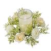 Artificial Rose Candle Ring Pillar Candles Greenery Flower Wreath Seasonal Candle Ring for Wedding Centerpiece Holiday Decor