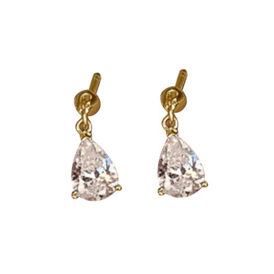

1 Pair Stud Earrings Sparkling Cubic Zirconia Pear-Shaped Cut Ear Studs Slimming Face Earrings Jewelry Gift
