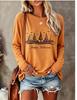 Women Halloween Long Sleeve T‑Shirt Happy Colorful Witch Hats Bat Print Crew Neck Tops