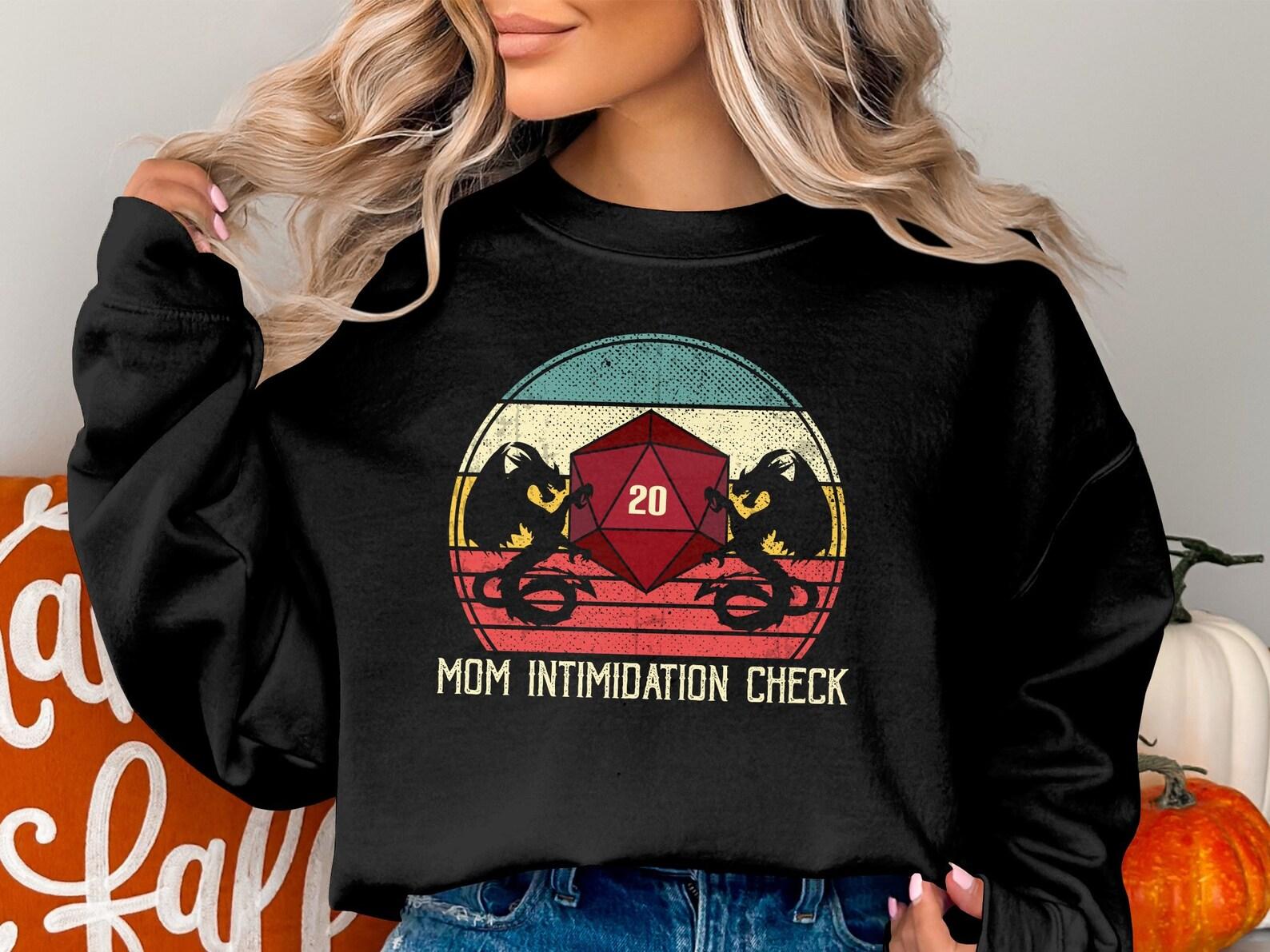 Mom Intimidation Check Natural 20 Dungeons Tabletop RPG Roleplaying Dragons D20 Dice Gamer T-Shirt 4XL