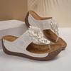 Fashion Big Floral Clip Toe Sandals Women Summer 2025 Comfortable Soft Sole Wedge Heels Slides Woman Casual Plus Size 43 Slippers Mujer
