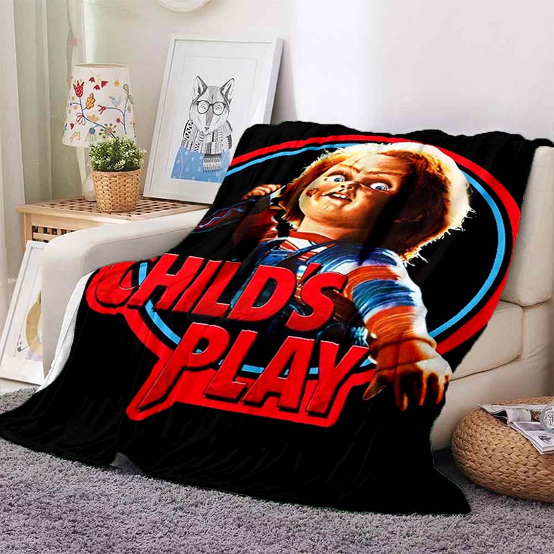 Chucky Child's Play Horror Movie Print Flannel Blanket Cozy Warm Throw Bedroom Sofa Birthday Present Indoor Home Holiday Decor