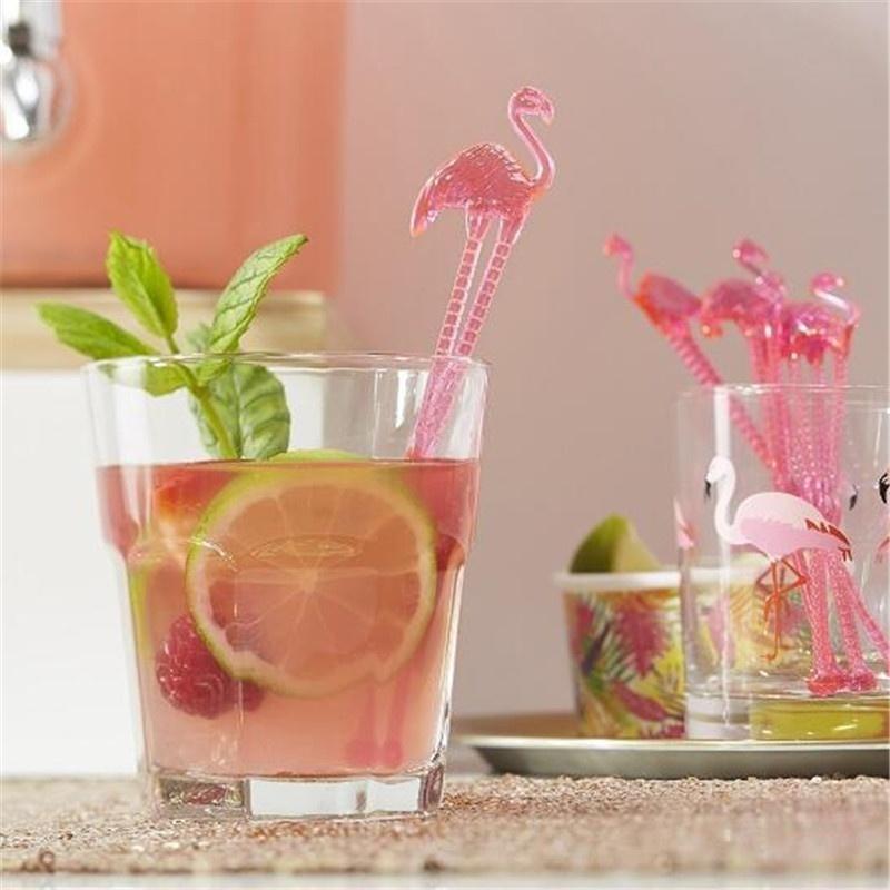 10 Stück/Packung Flamingo Kunst Cocktail Rührstäbchen Getränkemischer Kaffee-Stößel Puddler