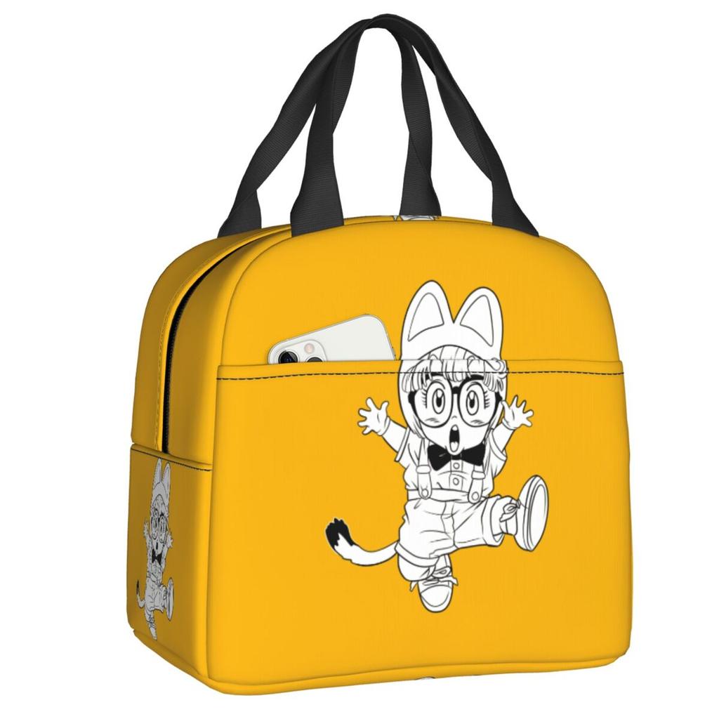 Custom Arale Norimakis Japanese Dr Slump Insulated Lunch Bags for Work School Waterproof Cooler Thermal Bento Box Women Children