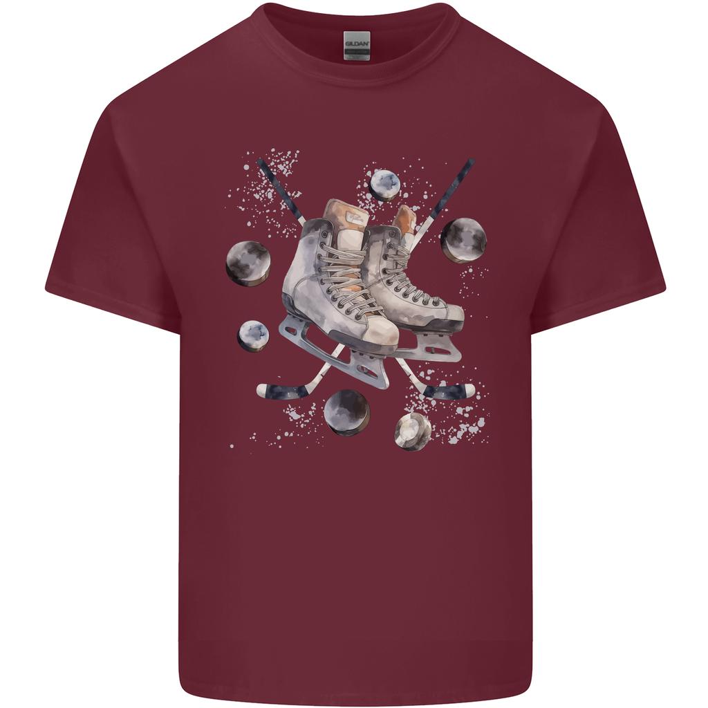 Ice Hockey Boots Stick Pucks Unisexs Light Cotton Tshirt