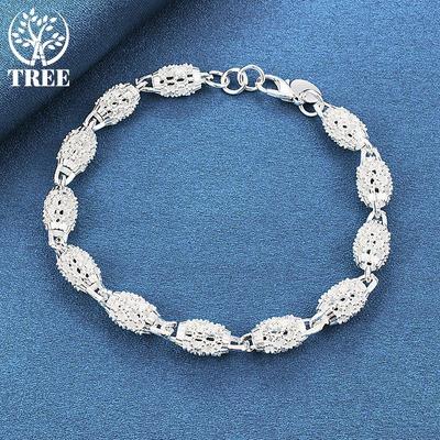 925 Sterling Silver Hollow Bead Ball Bracelet Jewelry