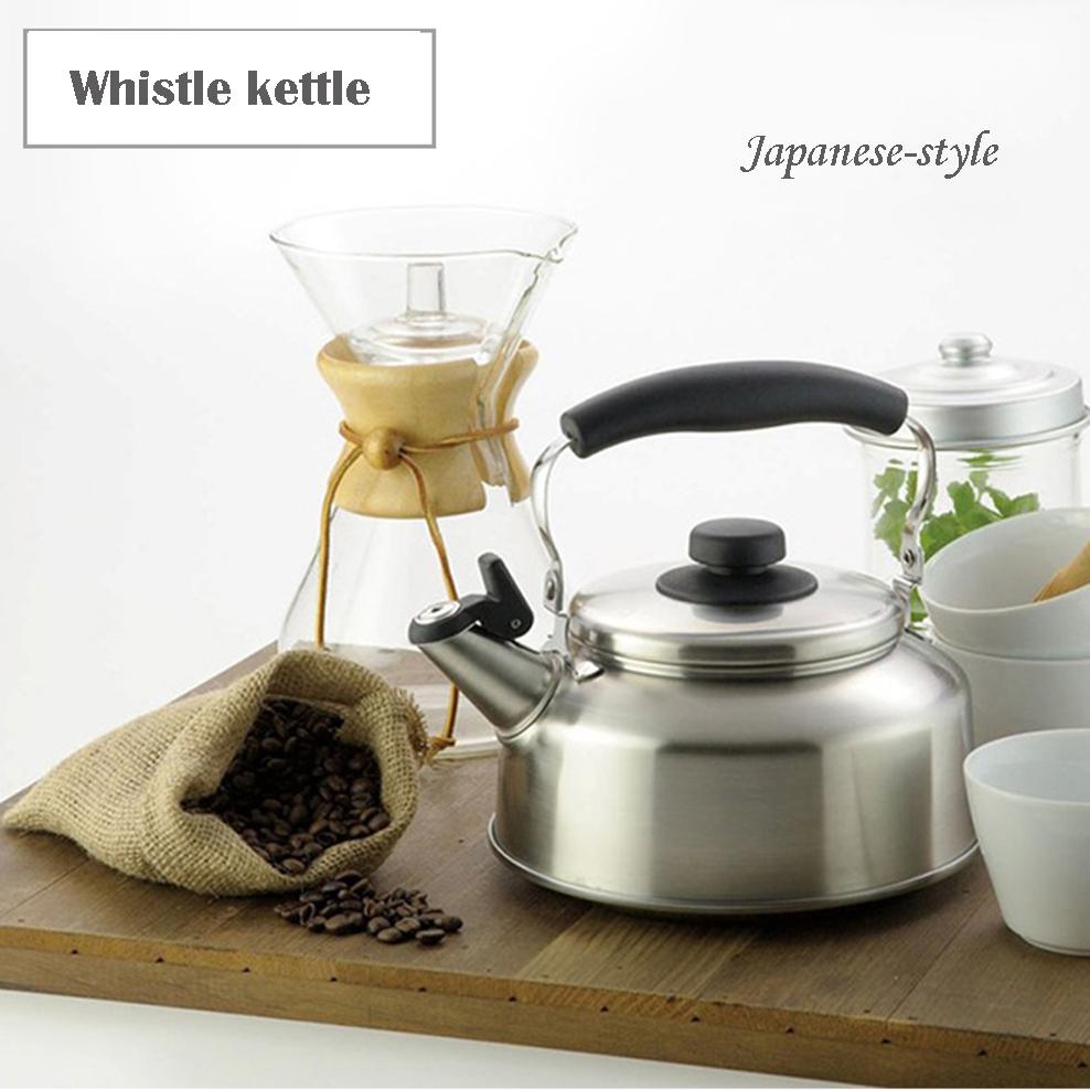 Japanese Style Whistle Kettle, 304 Stainless Steel Boiling Water Pot for Gas Induction Cooker, Boiling Tea Kettle for Home, 1.6L