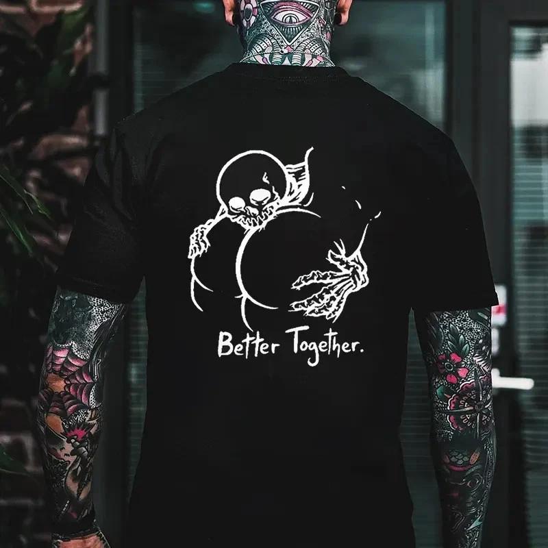 Better Together Skull and Butt Casual Graphic Print T-shirt XS