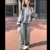 Extra Plus Size Men's Casual Sports Sweater Suit Women's Spring and Autumn High-waisted Wide-leg Pants Two-piece Suit