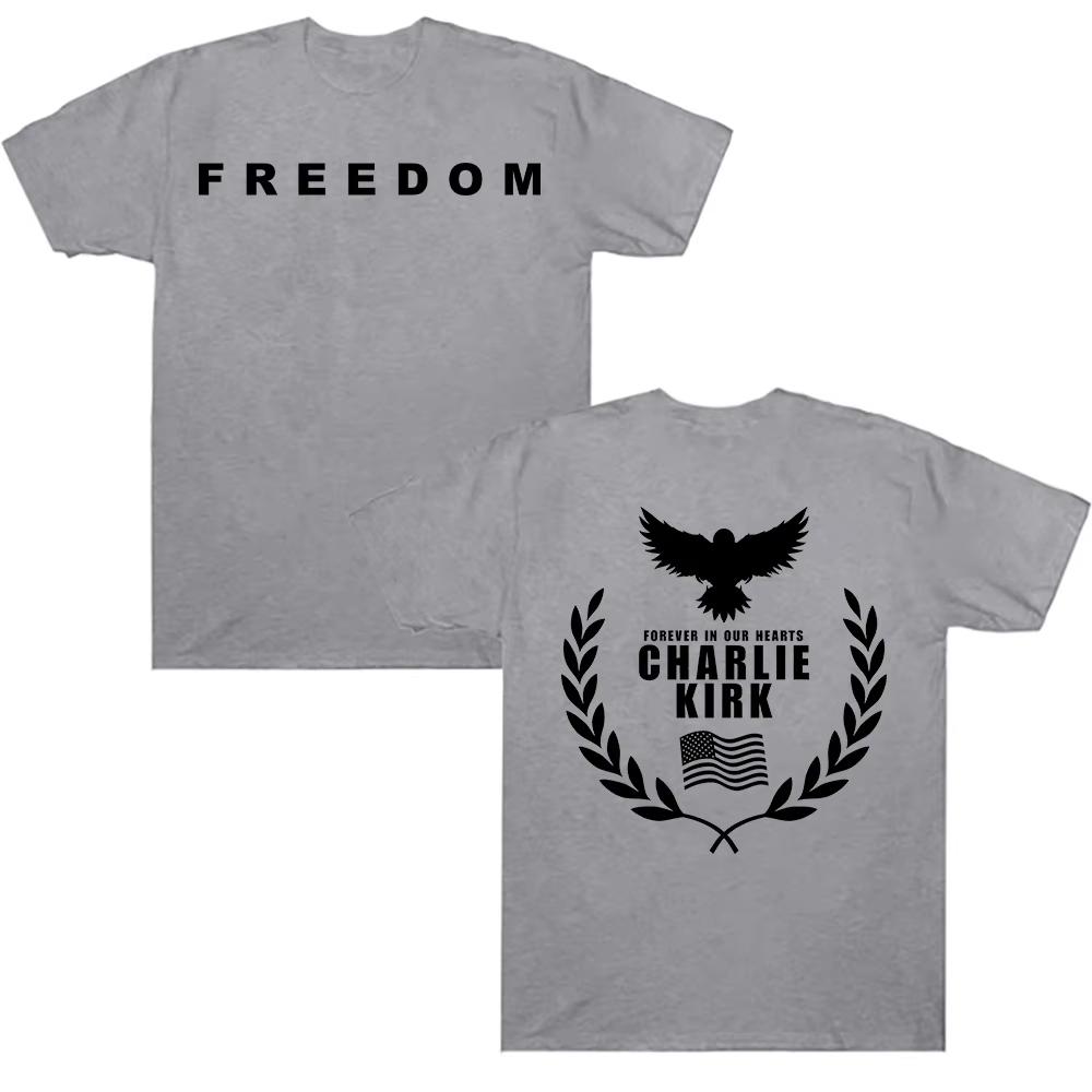 Charlie Kirk Freedom Commemorate Men's T-shirts Harajuku Graphic Cotton T Shirts Streetwear Tribute Memorial American Hero Tees
