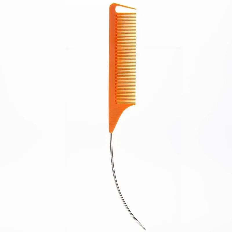 Professioneller Friseursalon-Stylingkamm aus Kunststoff, hitzebeständig, antistatisch, zum Flechten, Rattenschwanz, gebogener Scheitelkamm, Haar-Accessoires