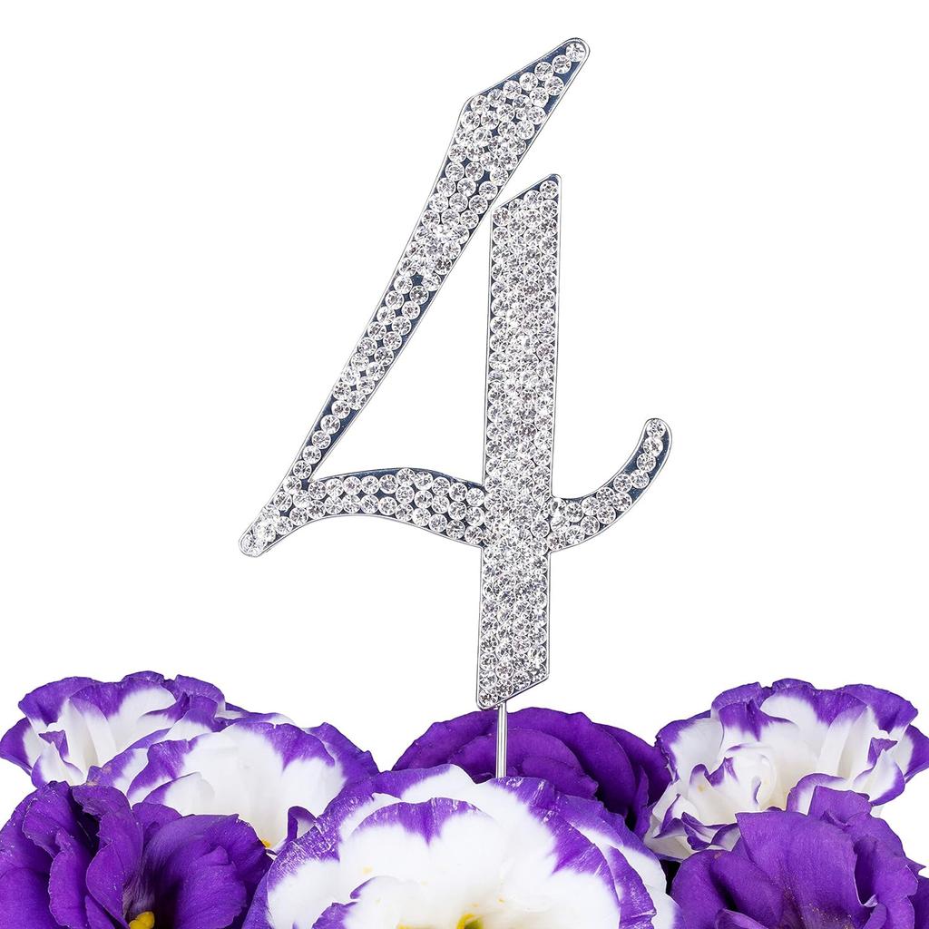 Number 3 Rhinestones Silver 3" Crystal Cake Topper Birthday Cake Topper Boy or Girl Birthday Anniversary Party Decoration Supply