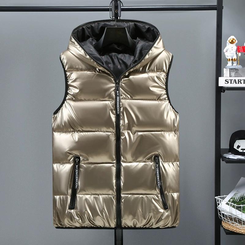 Disposable Glossy Cotton Vest Men's Winter Men's Hooded Cotton Waistcoat Cotton Vest
