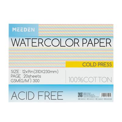 MEEDEN Watercolor Paper Block for Sketching and Illustration, Watercolor/Acrylic Compatible, Acid-Free, 100% Cotton, Cold Pressed, 300g, 31 X 23cm, 20