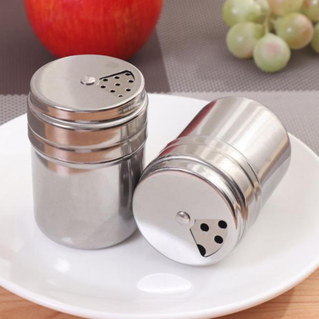2 Pcs Stainless Steel Twist Lid Spice Shaker Salt Sugar Pepper Pepper Shaker Multipurpose Kitchen Tools