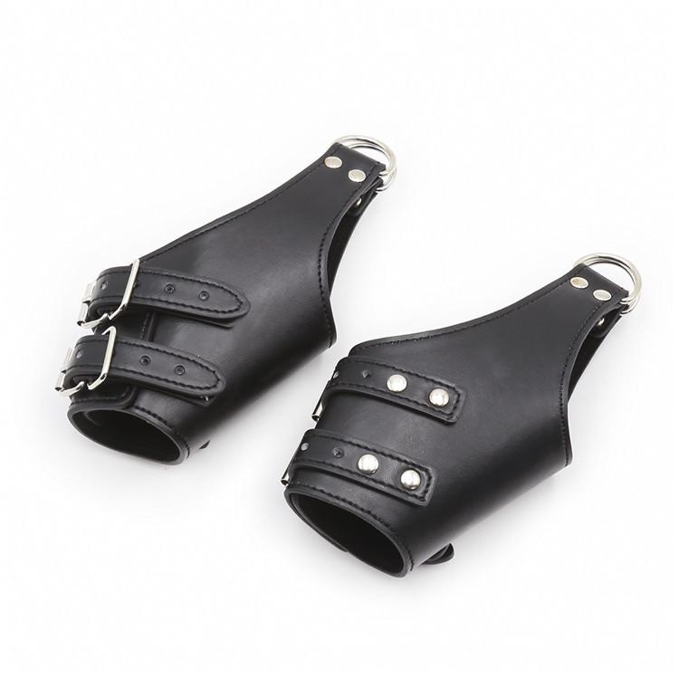 Cătușe din piele pentru adulți - Negru