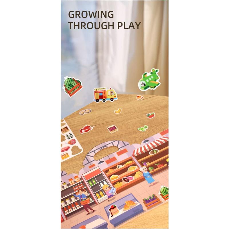 Children's Portable Quiet DIY Reusable Sticker Book Busy Jelly Paste Sticker Multi-scene Bubble Sticker Toys for Fun Learning