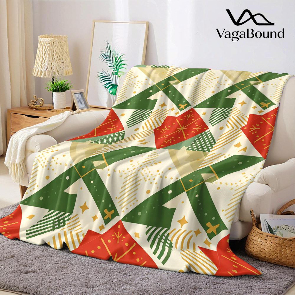 Christmas Patchwork Quilt Flannel Blanket Warm Soft Halloween Christmas All-Season Couch Decorative Cozy Warm Gift