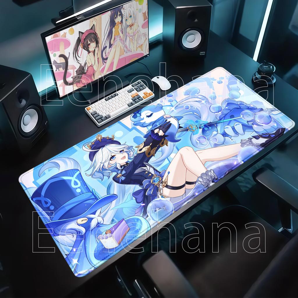 Larger Mousepad Furina Hd Printing Genshin Impact Office Anime Girl Desk Mat Pc Keyboard Overlock Mouse Pad NonSlip Base Carpet