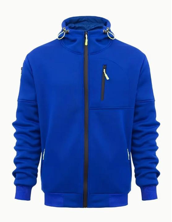 European Men's Bestseller Hoodie Jacket - Casual Sports Style with Zippered Arm and Multi-Pocket Design