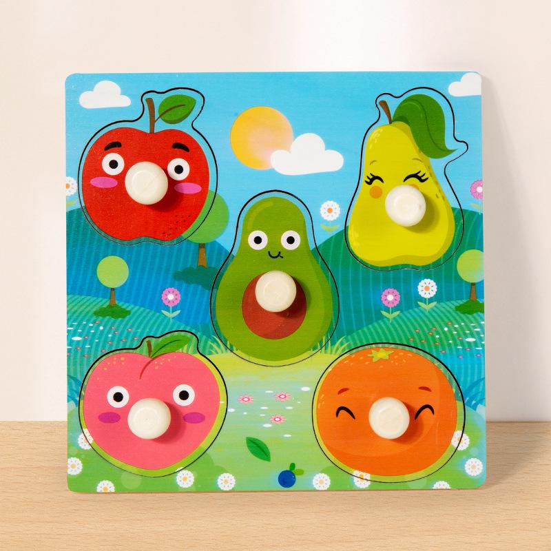3D Wooden Pegboard Puzzle: Early Education for Kids - Fruit, Transportation & Animal Matching Toy