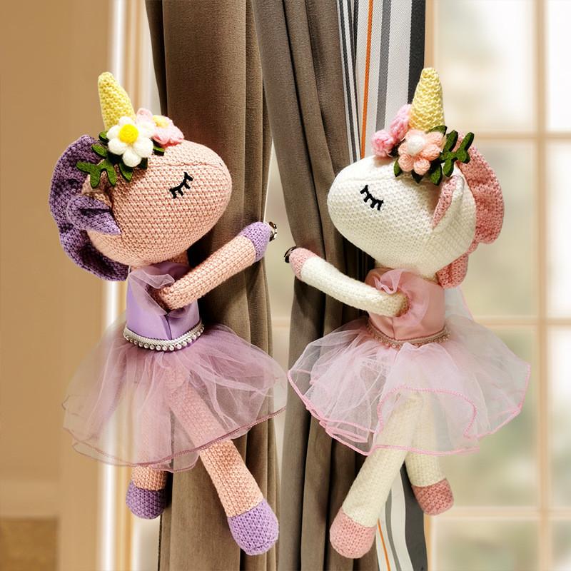 Flowers Unicorn Headwear Plush Curtain Straps For Bedroom Window Toys Decor