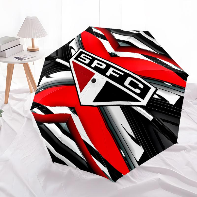 Printed São Paulo FC Logo Folding Umbrella,Outdoor,Leisure,And Travel Umbrella,Durable Umbrella Fabric,Birthday And Holiday Gift
