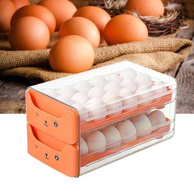 Space Saving Double Layer Egg Drawer Transparent Lengthen Independent Slot Egg Holder Storage Container for Refrigerator