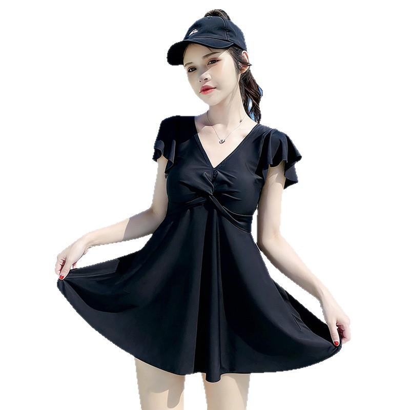 Large size swimsuit women's 1011 one-piece skirt split boxers conservative and slightly fat mm thin to cover meat hot spring loose