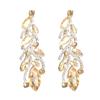 Color Shiny Glass Rhinestone Leaf Earrings Women's, Personalized Crystal Stud Earrings Earrings