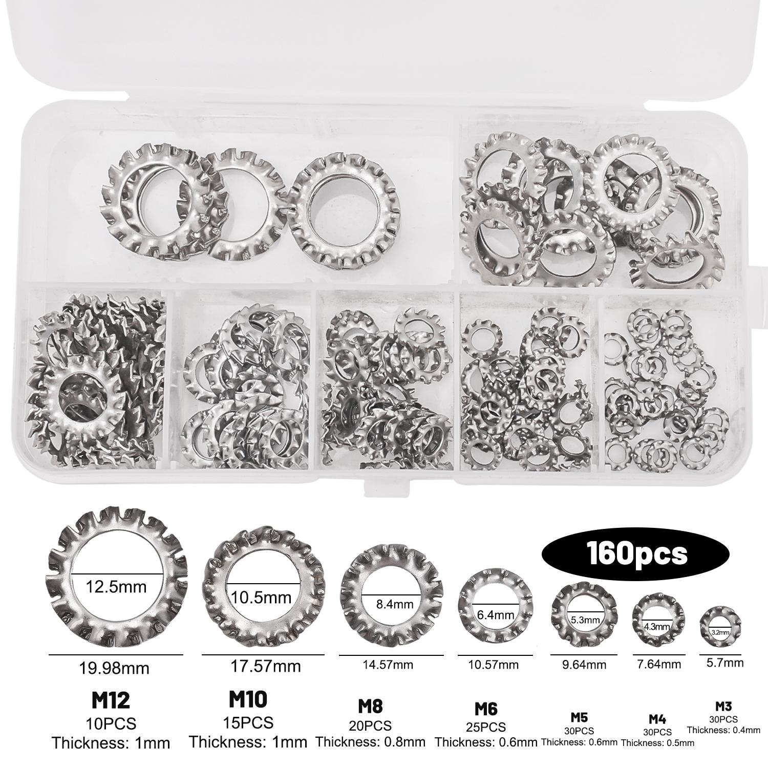 

Serrated Star Lock Washers Assortment Kit Stainless Steel External Toothed Shakeproof Washer M3 M4 M5 M6 M8 M10 M12 Fasteners