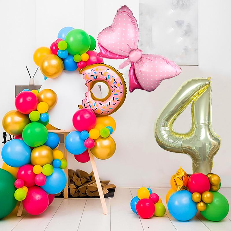 Children's Year Old Digital Column Balloon Set Birthday Photo Scene Arrangement Donut Baby Shower