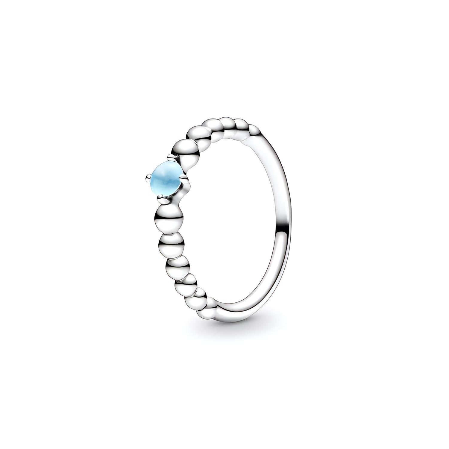 Pandora Light Blue Charm Bead 925 Silver Ring Women rings 198598C07 54