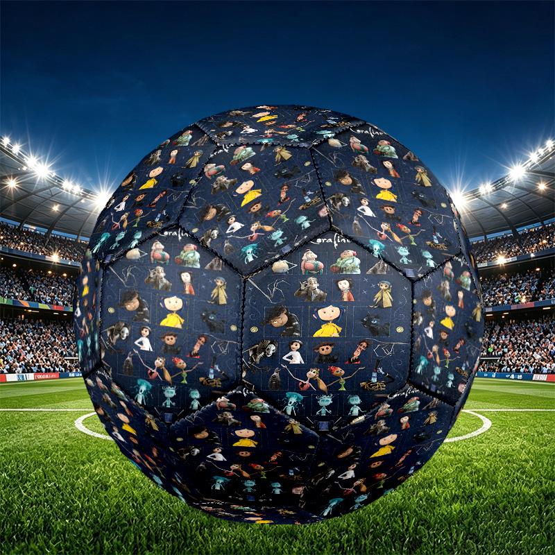Coraline Print Size 5 Soccer Ball, PU Wear Resistant Football for Match Training and Daily Practice, Birthday Gift for Soccer Fans