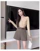 Black High-Waist A-Line Bootcut Suit Shorts for Women - Autumn/Winter Korean Style Casual Pants