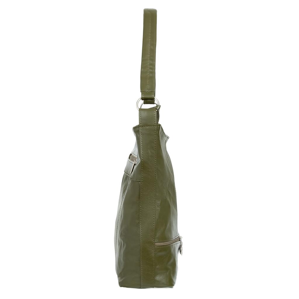 Vera Pelle Bolsa Anthracite Leather Shoulder Bag
