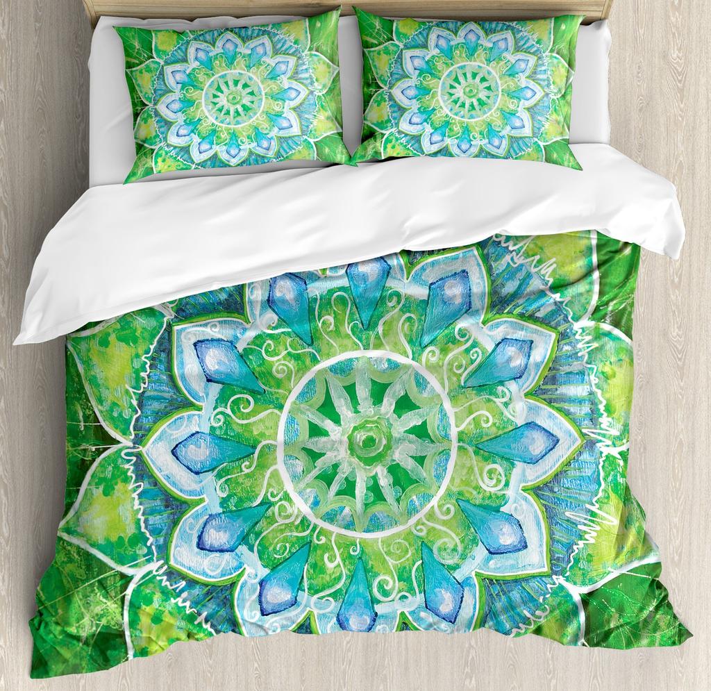 Mandala Purple Galaxy Duvet Cover Boho Chic Petal Flower Bohemian Meditation Gypsy Hippie Floral Exotic Retro Decor Women Gifts