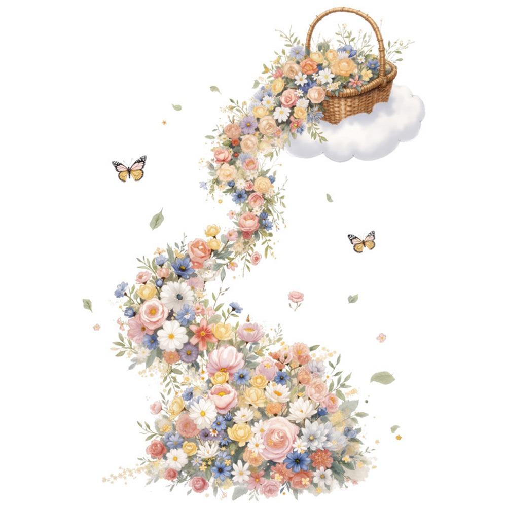 Cartoon Butterfly Wall Mural Flower Waterfall Decorative Sticker Wall Sticker  Bedroom Decoration 1