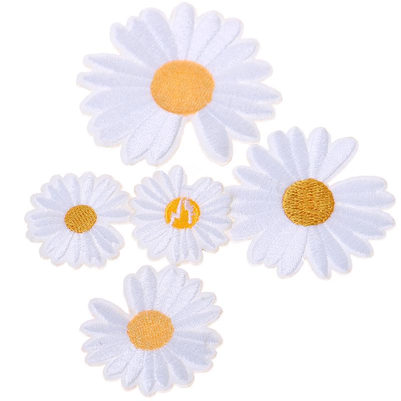 5Pc Sun Flower Daisy Sew On/Iron On Embroidered Patch Diy Craft Clothes Applique