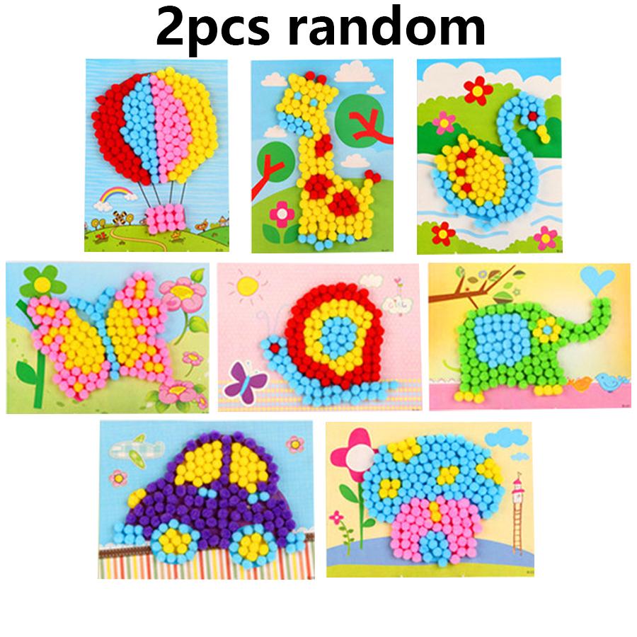 

Pom Pom Stickers Painting Creative DIY Craft Kit Vibrant Fuzzy Balls Fun Art Supplies Home Decoration Birthday Party Favors JXB